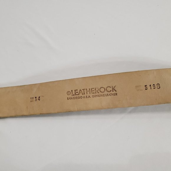 Leatherock Brown Leather Women Belt Large Round Embellished Buckle Studded M 34
